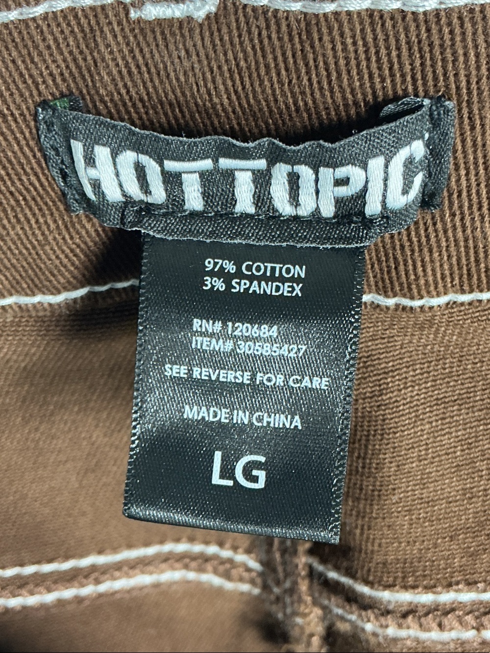 Hot Topic Brown Contrast Stitch Strap Carpenter Cargo Pants Goth Mall Goth L NWT - Picture 9 of 11